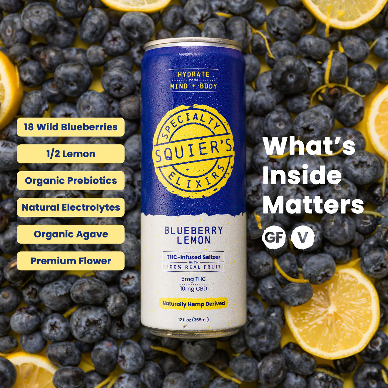 Squiers Blueberry Lemon Seltzer 5mg can 12oz